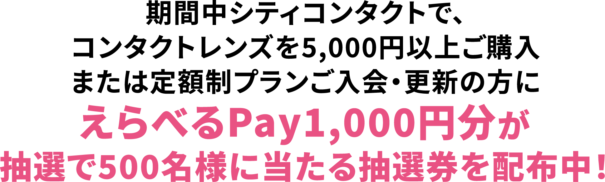 えらべるPay1,000円分が抽選で500名様に当たる抽選券を配布中！